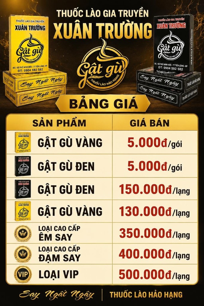 Bảng giá thuốc lào Gật Gù Xuân Trường Tiên Lãng