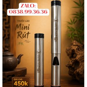 Điếu Cày Giấu Nõ Inox Mini Rút Du Lịch – Bền Bỉ, Chống Đổ Nước, Khói Êm